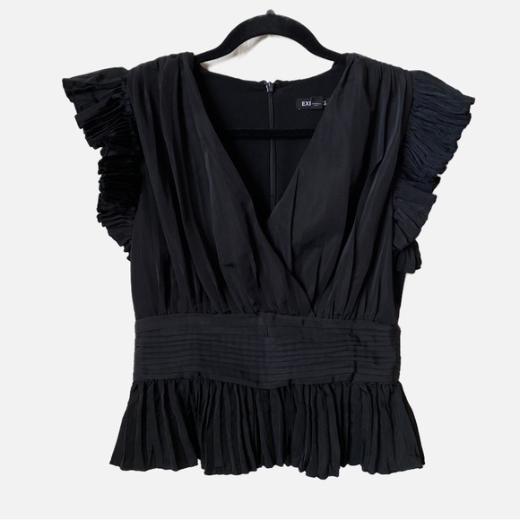 Express Pleated Ruffle Sleeve Peplum Top Size Small - Picture 9 of 9